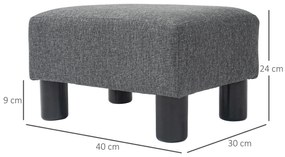 HOMCOM Taburet pentru picioare, taburet cu tapițerie din material asemănător inului, umplutură din spumă, picioare din plastic, pentru diverse încăperi, gri | Aosom Romania