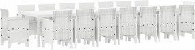 vidaXL Set de masă de grădină cu perne cu pernă 17 pcs Alb PP