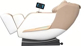 Fotoliu de Masaj FAUSTUS, AI voce, Incalzire, Bluetooth, Display, Ecran tactil, Controler rapid cotiera, Zero Gravity, 2 Boxe, Moduri Automate, Suport Picioare extensibil, PU, Bej