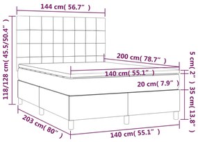 Pat box spring cu saltea, roz, 140x200 cm, catifea Roz, 140 x 200 cm, Cu blocuri patrate