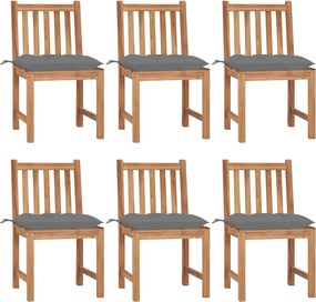 vidaXL Scaune de grădină cu perne, 6 buc, lemn masiv de tec