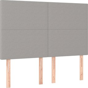 vidaXL Tăblie de pat gri deschis 144x5x118/128 cm, material textil