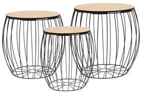246838 vidaXL Set măsuțe de cafea, 3 buc., placaj de plop, fier