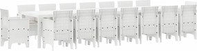 vidaXL Set de masă de grădină cu perne cu pernă 17 pcs Alb PP