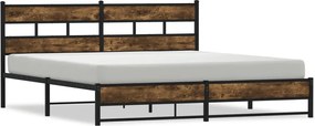 vidaXL Cadru pat metalic fără saltea, stejar fumuriu, 180x200 cm