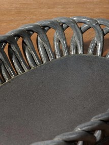 Cos oval gri din ceramica Josette