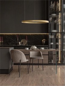 Lustra LED design circular cu iluminat sus si jos ELOWEN auriu, diametru 98cm