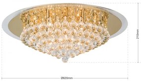Plafoniera eleganta cristal K9 diam. 62cm Gloria DLU 2378/9/62 gold OR