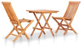 Set mobilier de bistro cu perne gri, 3 piese, lemn masiv de tec Gri, 3