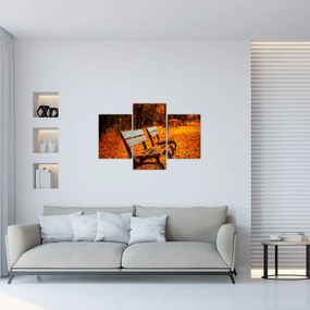 Tablou cu banca toamna (90x60 cm)