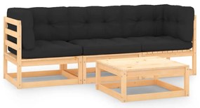 vidaXL Set mobilier de grădină cu perne, 4 piese, lemn masiv de pin
