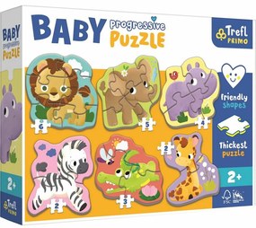 Baby puzzle Trefl Safari, 6în1 (2-6 bucăți)