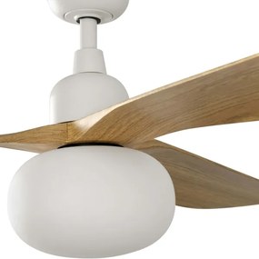 FARO 34361WT-11L Ventilator de tavan OUTWOOD L, 1xE27/15W, maro/alb, diam. 150 cm, WT, IP44, cu telecomandă