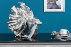 Statueta decorativa extravaganta Fisch Crowntail 35cm, argintiu