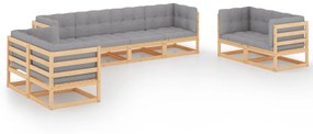 3076509 vidaXL Set mobilier de grădină cu perne, 8 piese, lemn masiv de pin