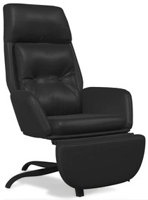 3097748 vidaXL Scaun de relaxare cu taburet, negru lucios, piele artificială