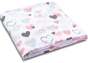 Muselina multifunctionala XXL 110 x 110 cm Kidizi Pink Hearts, 100% bumbac