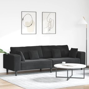 vidaXL Canapea din catifea cu pernă cu pernă Negru 208 cm Catifea