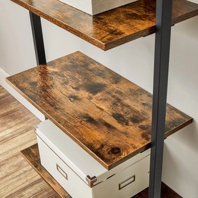 Raft de perete TAYLOR cu 6 polite 204,8x60 cm, maro rustic