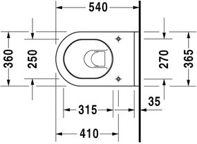Vas WC suspendat Duravit Starck 3 36x54 cm evacuare orizontala, fixare ascunsa