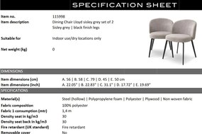 Set de 2 scaune design LUX Lloyd, Sisley gri