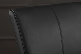 Scaun cu brate, Metal, Piele Naturala, Negru, SAMSON A-45176 VC