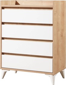 Comoda TUVALLE 040, alb/stejar, PAL melaminat, 70x40x92 cm
