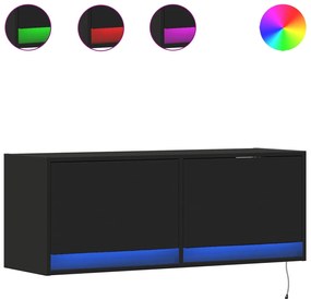 852363 vidaXL Comodă TV de perete cu lumini LED, negru, 100x31x38 cm