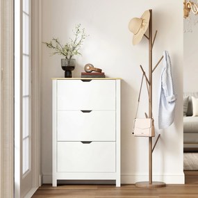 HOMCOM Dulap Slim pentru 18 Pantofi, 3 Sertare cu 2 Rafturi Reglabile Alb | Aosom Romania