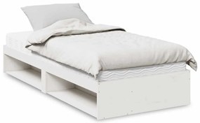 vidaXL Pat de zi cu saltea, alb, 80x200 cm, lemn masiv pin