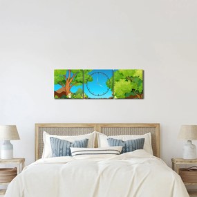 Tablou - Broscuțe vesele (cu ceas) (90x30 cm)