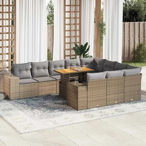 vidaXL Set canapele de grădină cu perne, 10 piese, bej, poliratan