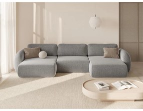 Colțar gri deschis extensibil/cu spațiu de depozitare cu tapițerie din chenille (în formă de "U") Tonale – Cosmopolitan Design