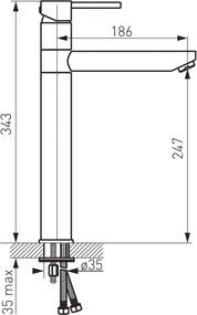 Baterie pentru lavoar cu ventil click-clack inclus, auriu, FDesign Flusso Auriu lucios