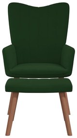 327668 vidaXL Scaun de relaxare cu taburet, verde închis, catifea