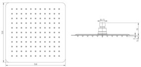 Pălărie de duș Sapho SLIM 25x25 cm oțel inoxidabil lustruit