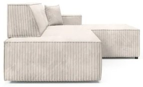 Colțar extensibil TERAMO, în formă de L, cu spațiu de depozitare, pe partea dreaptă, bej