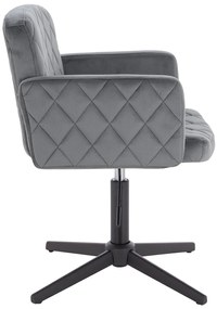 HR802CROSS Scaun Grafit din Catifea cu Bază Neagră