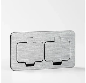 Priză dublă încastrabilă de podea de exterior Brilagi IP55 crom mat dreptunghiular