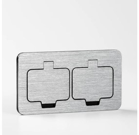 Priză dublă încastrabilă de podea de exterior Brilagi IP55 crom mat dreptunghiular