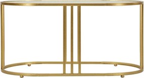 Măsuță de cafea albă-aurie cu blat din sticlă 50x90 cm Antalia – Mauro Ferretti