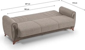 Canapea extensibila 3 loc cu spatiu de depozitare – stofa maro – Seren