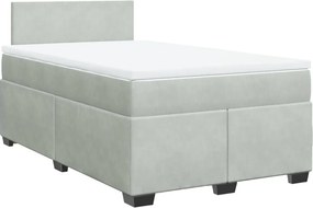 vidaXL Pat box spring cu saltea, gri deschis, 120x190 cm, catifea