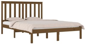 Cadru pat 5FT King Size, maro miere, 150x200 cm, lemn masiv pin maro miere, 150 x 200 cm