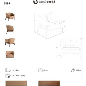 Fotoliu LUX design italian, Piele Naturala, Brown