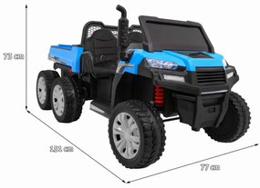 Masinuta Electrica cu acumulator pentru copii NOVOKIDS™ Farmer Beast Buggy, 6 roti, 2 locuri, Cu remorca si faruri luminoase, Roti din Cauciuc EVA,