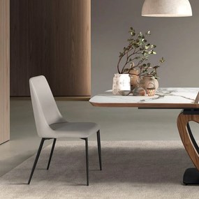 Scaun design LUX, Metal, Piele Sintetica, Sand