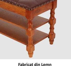 BAM17 - Bancuta hol, 100 cm, banca dormitor, bancheta lemn vopsit cu spatiu depozitare - Maro