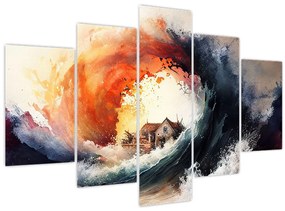 Tablou - În vârtejul potopului, acuarelă (150x105 cm)