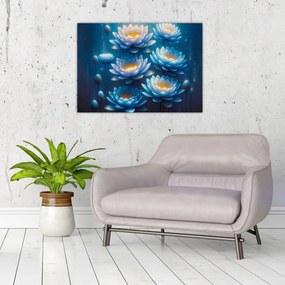 Tablou pe sticlă - Nuferi sub apă (70x50 cm)